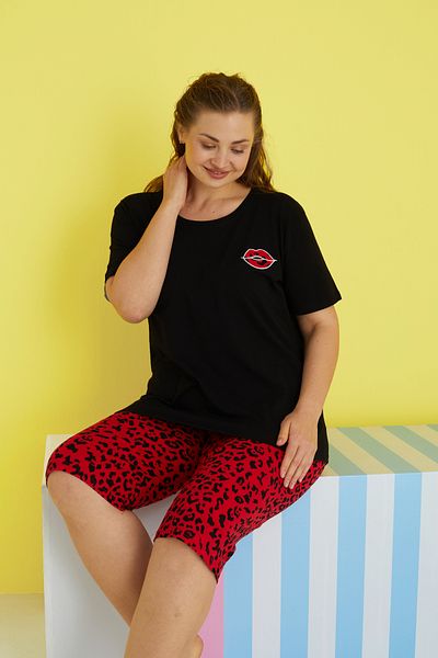 Siyah İnci πολύχρωμο Σετ Κάπρι Curve Plus Size King