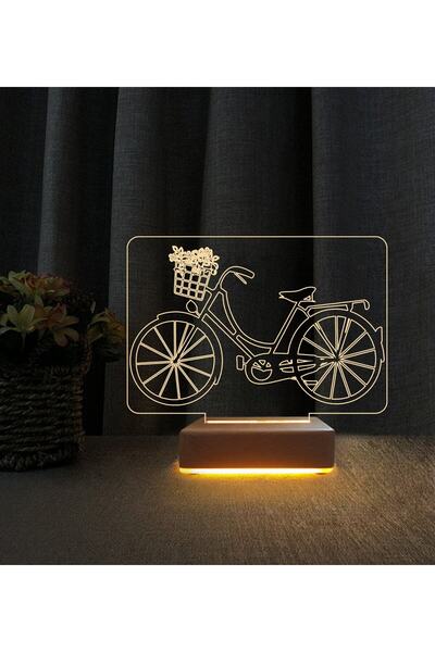 Vipyol Sepetli Bisiklet Tasarımlı 3d Led Masa Lambası Doğum Günü Hediyesi Lamba