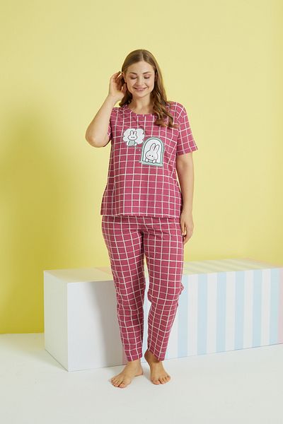 Siyah İnci Set de pijamale tricotate supradimensionate Curve Plus Size multicolor