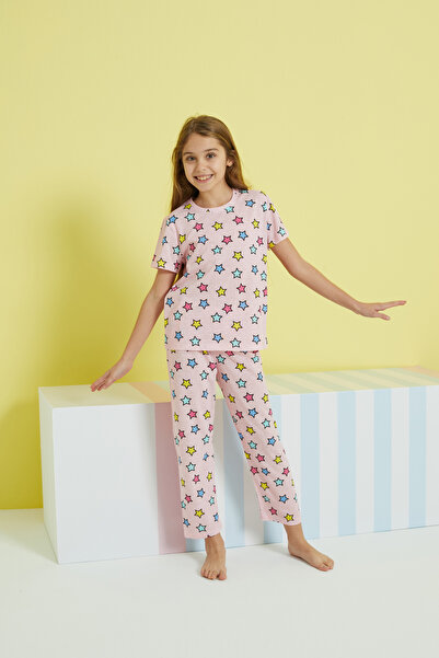 Siyah İnci çok renkli Örme Pijama Takım