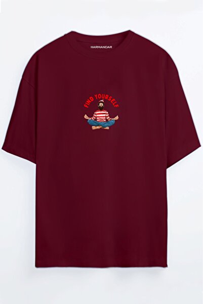 Harmandar Yoga Waldo - Find Yourself Unisex Negru - Alb Tricou oversize