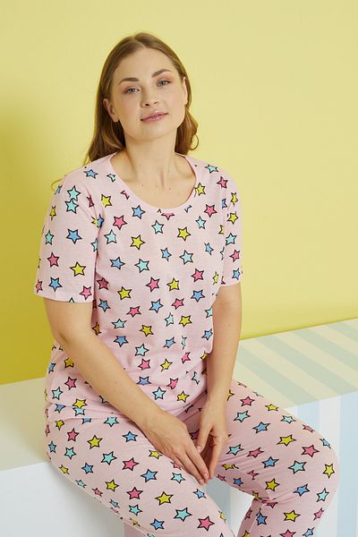 Siyah İnci multicolor Curve Plus Size Oversize Knitted Pajamas Set