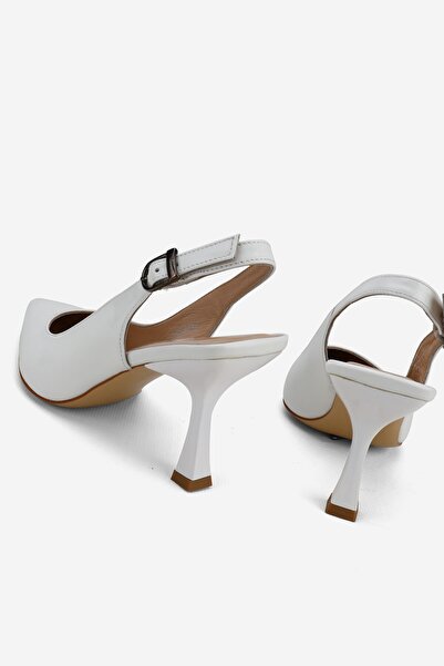 TUNAELLİ Women's White Patent Leather Genuine Leather Thin Heeled Shoes, Size 35-41