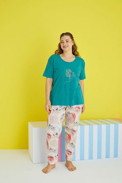 Siyah İnci Set de pijamale tricotate supradimensionate Curve Plus Size multicolor