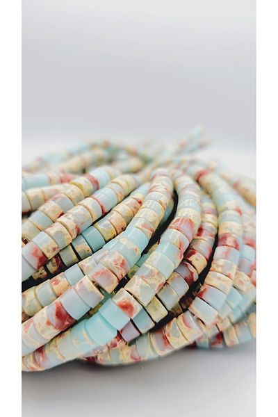 Yüksel Boncuk 6x3 mm Disc Light Blue Varicite Stone Natural Stone String