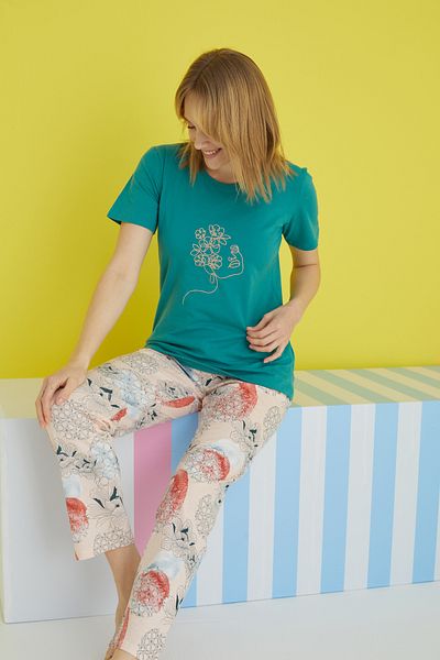 Siyah İnci multicolored Knitted Pajama Set