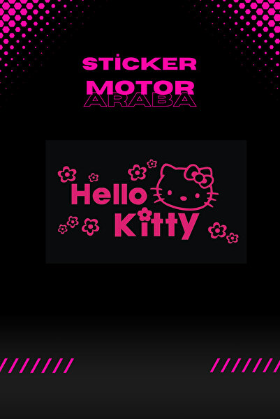 Banxtre Dekoratif Neon Pembe Hello Kitty Sticker Araba-Motor için Etiket 16CM...