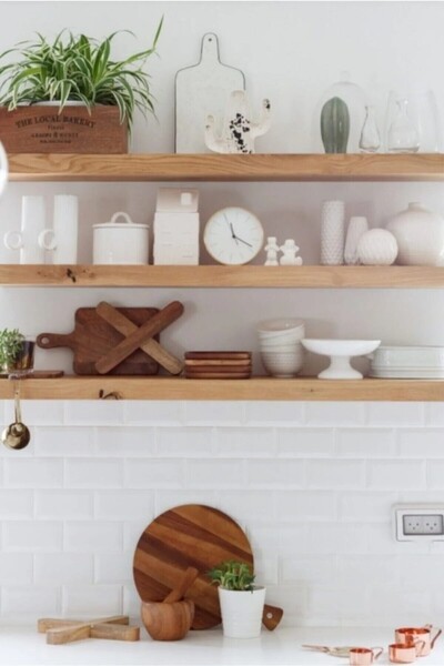 bshgülbaymobilya Ahşap 3'lü Naturel Ham Dekoratif Duvar Rafı Kitaplık Banyo Düzenleyici Mutfak Düzenleyici Raf