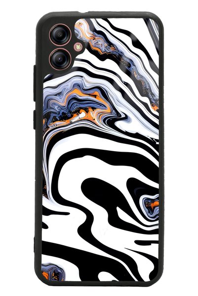 Spoyi Glossy Phone Case for Samsung A04E White Marble Design