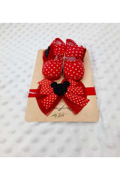 BERKAY Sun Tekstilden Defne Bebekler Için Patik Ve Saç Bandı Takımı