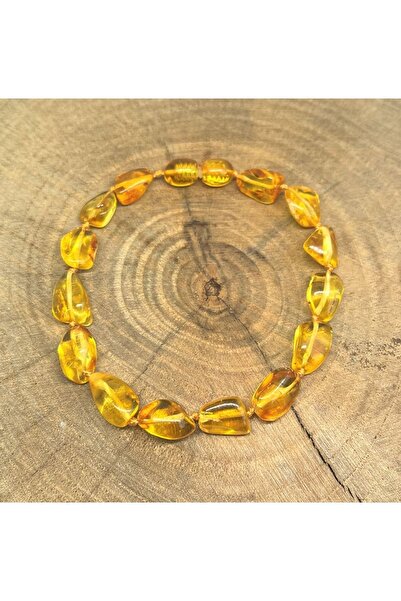 Kotryna Honey Colored Big Jewelled Drop Amber Adult Bracelet
