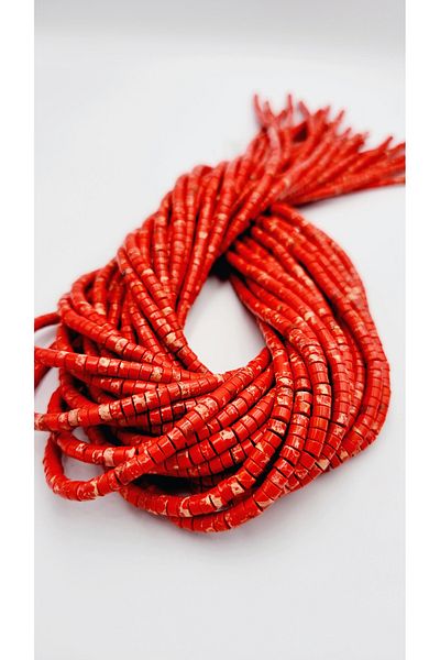 Yüksel Boncuk Ροδέλα 4x2 mm (Κόκκινη) Σειρά πολύτιμων λίθων Variscite από φυσική πέτρα