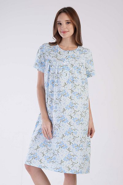 VİENETTA Women's Short Sleeve Blue Nightgown C0T8N3161