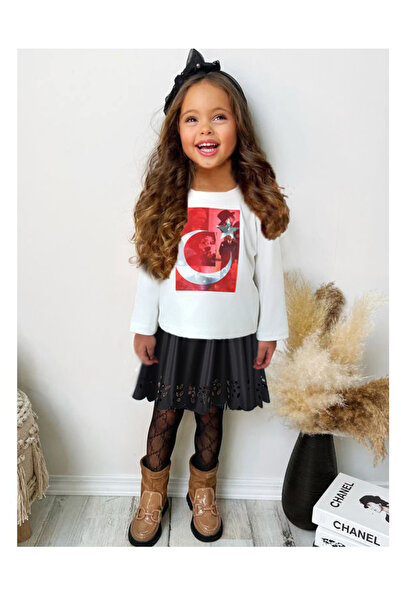 By Piera تي شيرت يوم الطفل 23 أبريل مع الهلال والنجمة والهولوغرام أتاتورك 077895