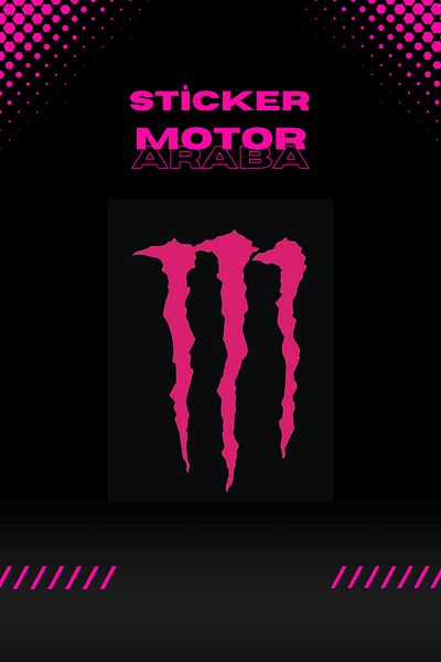 Banxtre Decorative Neon Pink Monster Sticker for Motor-Car 10CMx6CM 1 Piece