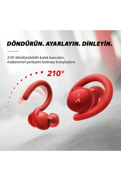 Anker Soundcore Sport X10 Tws Kablosuz Kancalı Spor Kulaklık Ipx7 Suya Dayanıklı Kırmızı
