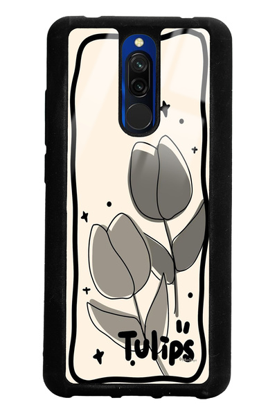 Spoyi Xiaomi Redmi 8 Tulips Tasarımlı Glossy Telefon Kılıfı