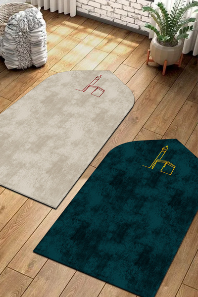 COZIE HOME Digital Printed Double Prayer Mat - Kaaba Patterned Prayer Mat, Dowry Prayer Mat