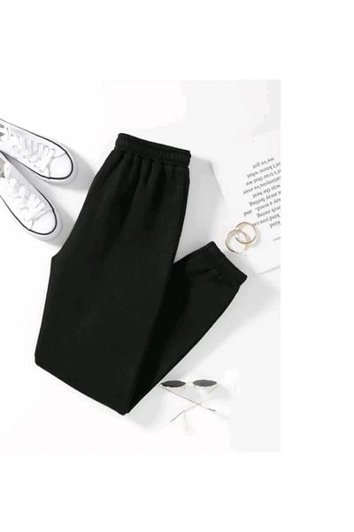 JustBS Plus Size Men's Two Thread Seasonal Comfortable Fit Rubber Leg Black Sweatpants