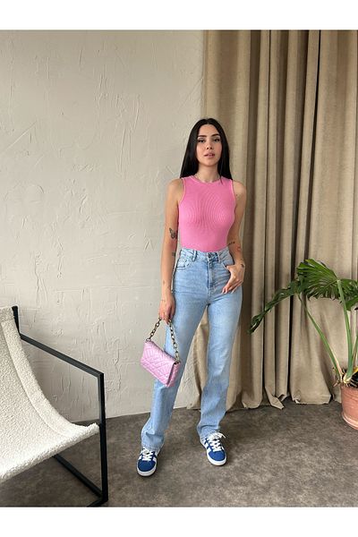 Fav Style Γυναικεία καμιζόλα με λαιμόκοψη μονόχρωμη μπλούζα ροζ