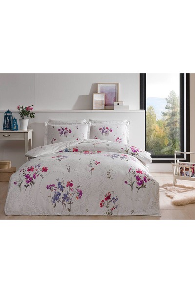 Taç TAC Saten Delux Nevresim Takimi Komae Lila