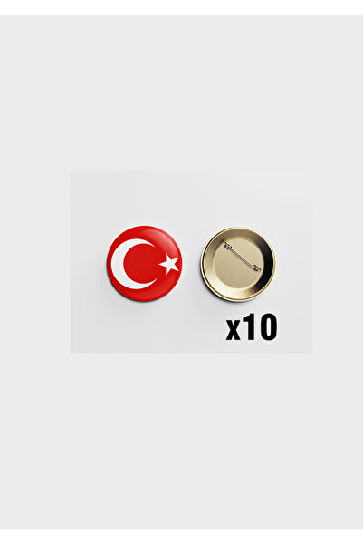 Nemika شارة نسائية بإبرة مقاس 44 مم - 10 شارات بأزرار علم تركي