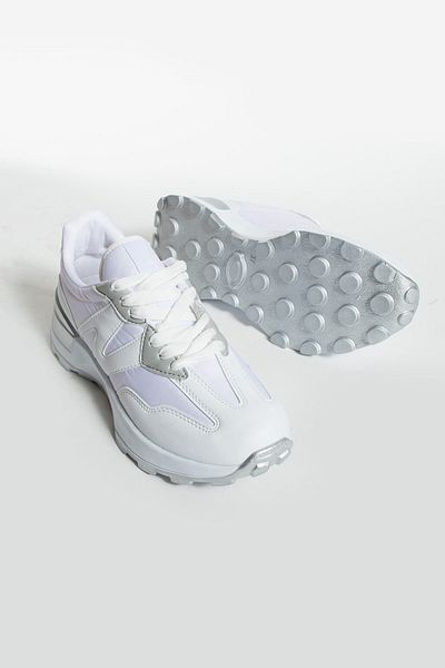 İnan Ayakkabı Pantofi sport și pantofi sport pentru femei de culoare albă (talpă de 5 cm)