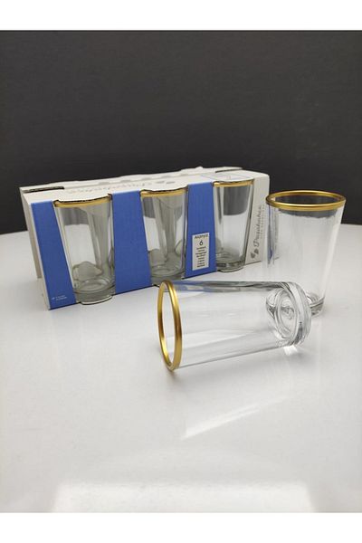 Paşabahçe 52291G Gilded Alanya Coffee Side Water Cup 6 Pieces