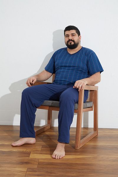 Ayans Pijama Σετ καλοκαιρινές πιτζάμες - Battal Plus Size, Χτενισμένο Βαμβακερό Μονό Τζέρσεϊ (Λεπτό)