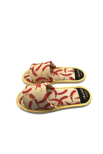 Chochili Yellow Pepper Patterned - Open Front Soft House Slippers