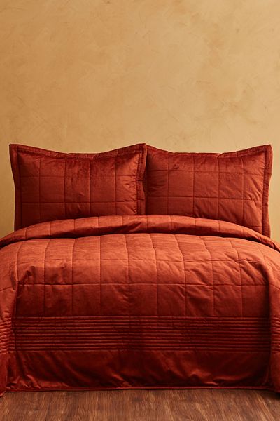Karaca Home Odessa Mustard Velvet Bedspread - Double