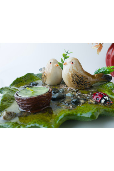 Kare Home Natura Dekoratif Obje Ikili Kuş Tealight Tabak
