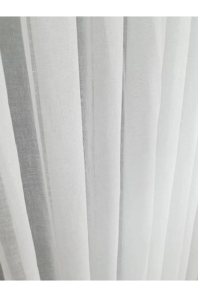 Brillant Natural Linen Tulle Curtain - Ecru Color, 1/3 Dense Pleated Istanbul Style
