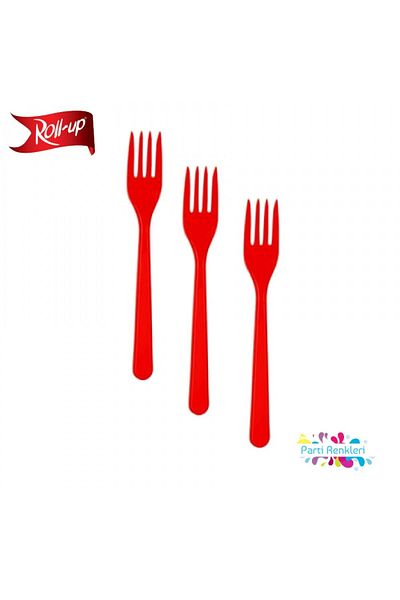Roll-Up Plastic Red Fork 100 Pieces