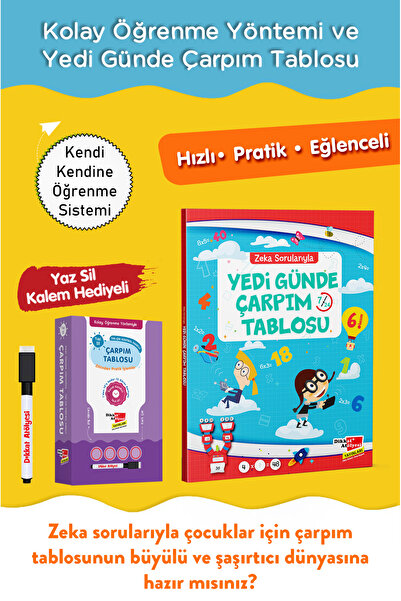 Dikkat Atölyesi Yayınları Kolay Öğrenme Yöntemiyle Çarpım Tablosu 2 Li Set