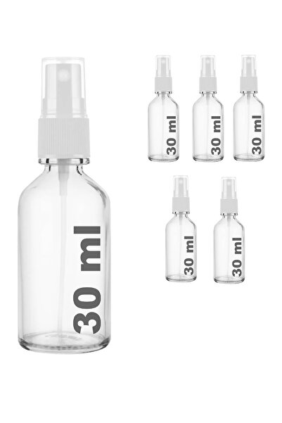 Juniberry 5 Adet Çok Amaçlı Boş Şeffaf Cam Şişe Sprey Başlıklı Şişe Fısfıs Ba...