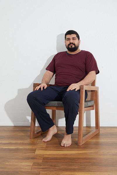 Ayans Pijama Σετ καλοκαιρινής πιτζάμα χτενισμένο βαμβακερό μονό (ΛΕΠΤΟ) Ζακάρ Oversize μεγάλο μέγεθος