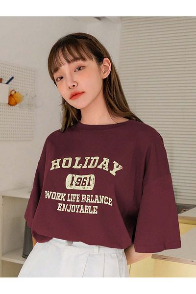 Revasser Unisex Γυναικεία/Ανδρικά HOLIDAY Πολύχρωμο, ειδικά εμπριμέ, βαμβακερό χτενισμένο μπλουζάκι με λαιμόκοψη