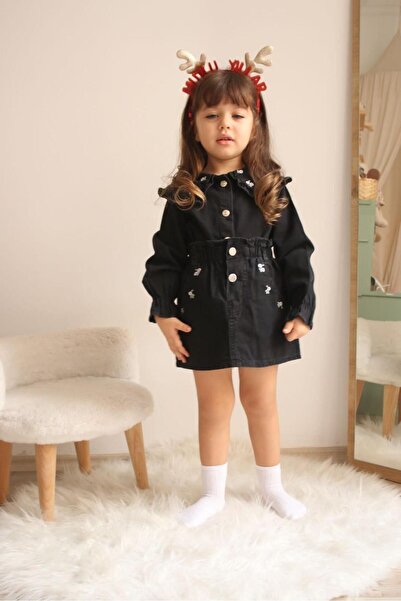 MİNİKO KİDS GIRL'S JEANS COLLARED SKIRT DOUBLE SET