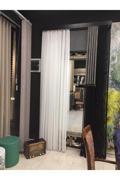 Ala Perde By İtalyanhomestore لا تريد الحديد إكرو الكتان الطبيعي تول - 1/2,5 ستارة تول مخيطة بطيات 100*260