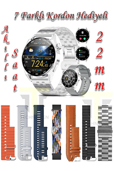 TECHNOMEN Akıllı Saat Watch 4 Suit 22 mm Geniş Ekran 7 Kordon Hediyeli Akıllı Saat