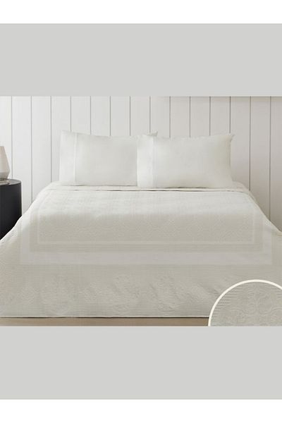 Taç Pique Set Jacquard Brenda Ecru Double