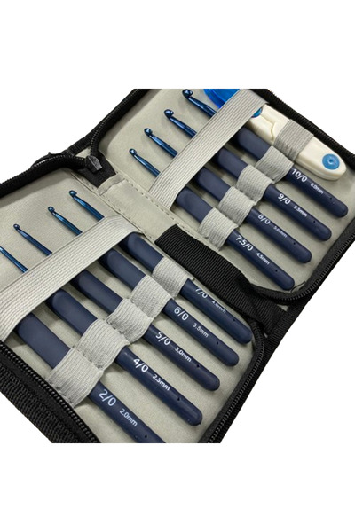 EleganTShoP Elegant Blue Çantalı Ergonomik Silikon Tığ Seti FW3