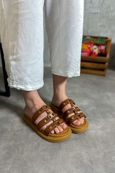 SHOEBELLAS Дамски чехли с три райета и катарама Asai Taba