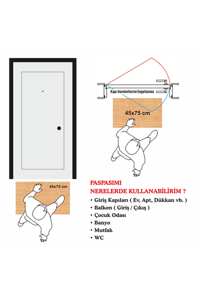 OLUNCA Hello Bye Carpet UV Printing Μπροστινό και εσωτερικό πατάκι πόρτας 45x75 cm