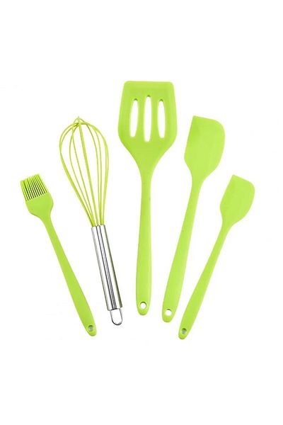 2B Bazaar 5-Piece Kitchen Set Fireproof Non-Stick Kitchen Pastry Silicone Egg Brush Spoon Beater Holder Set