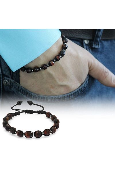 Tesbihane Macrame Braided Facet Cut Quartz Natural Stone Men's Bracelet