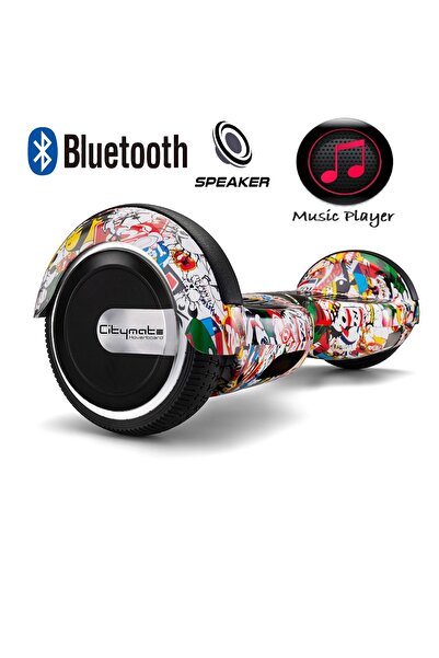 CityMate Elektrikli Kaykay Hoverboard Bluetooth Hoparlörlü 6.5 Inch Grafiti Desenli Otomatik Akıllı Denge