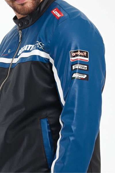 Black Level Чоловічий принт - шкіряна куртка-бомбер з застібкою-блискавкою та підкладкою