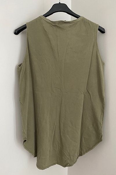 AYASOFYA OTANTIK Women's Khaki Tree Embroidery Embroidered Button Detailed Sleeveless Blouse